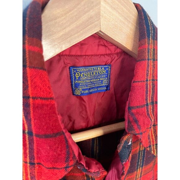 1970's Pendleton Wool Plaid Button Up Flannel Double Pocket Size 15 1/2 Medium - Picture 6 of 7